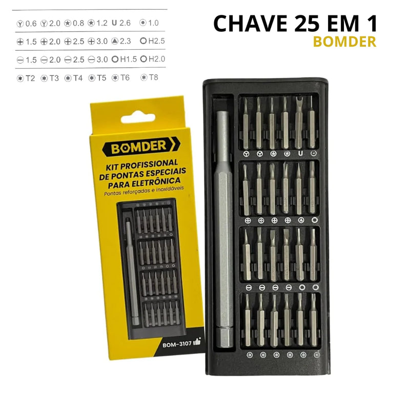 Kit de Chaves de Fenda Exbom 24 Peças com Caneta