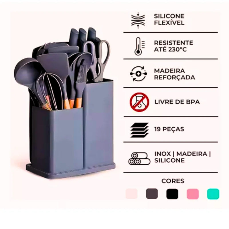 Conjunto de Utensílios de Cozinha com 19 Peças