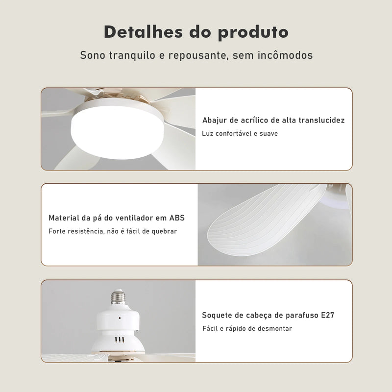 Ventilador de Teto com Controle Remoto e Luz LED